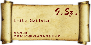 Iritz Szilvia névjegykártya